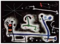 Personajes y pájaros de fiesta por la noche que se acerca Joan Miró